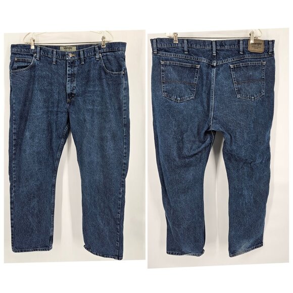 Wrangler Authentics Denim Jeans Pants Men 44x32 Dark Blue Straight Fit 10ZM200SD - Picture 1 of 10